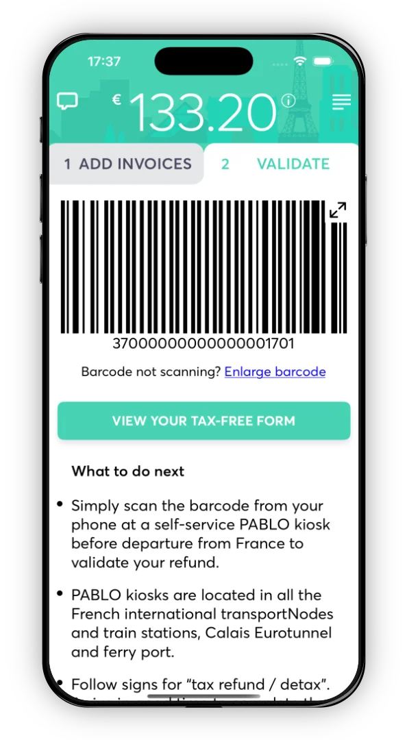 Airvat app Pablo kiosk in France