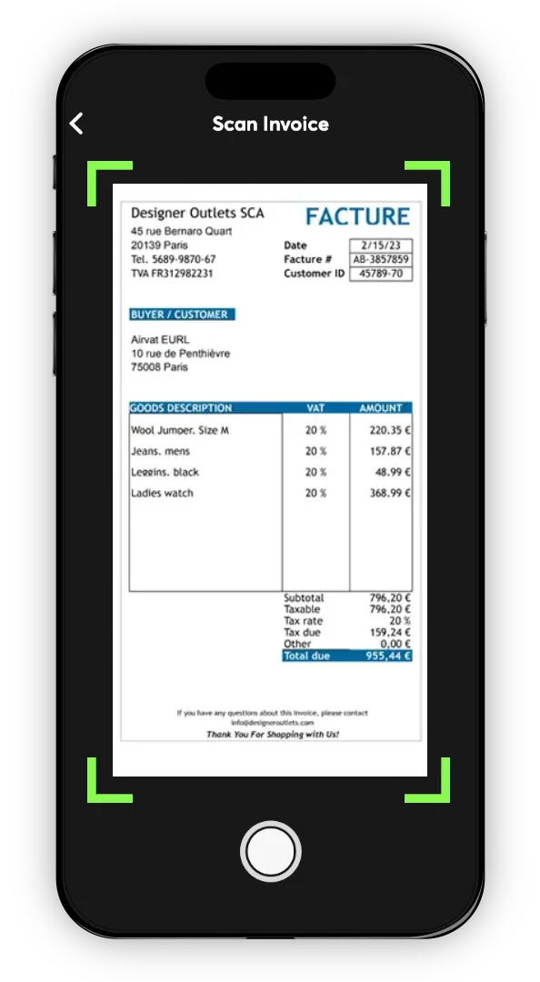 Upload VAT refund invoice for tax-free shopping in France with the Airvat tax refund app